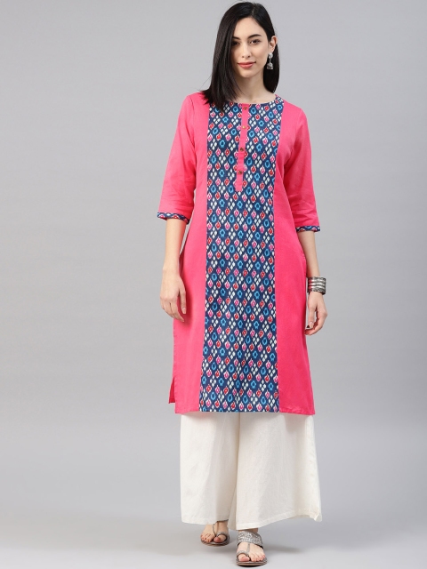

Alena Women Coral & Pink Printed Straight Kurta