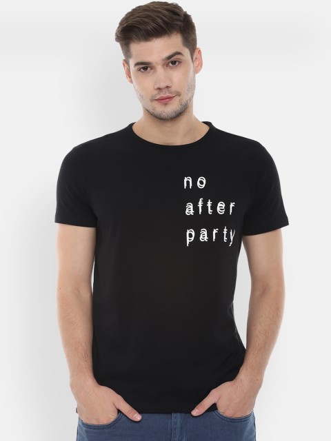 

People Men Black Printed Round Neck T-shirt
