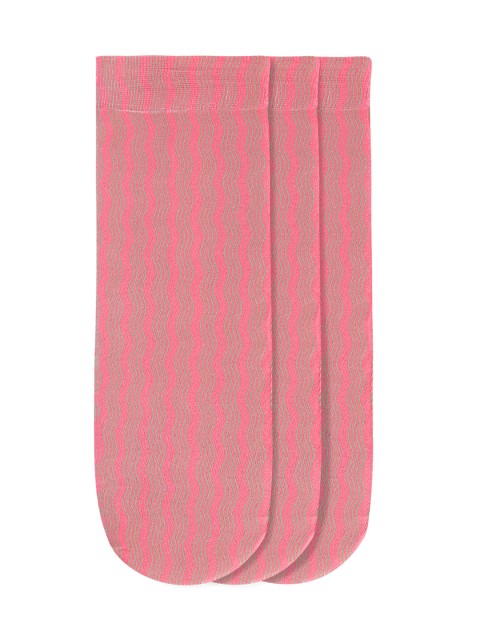 

JUMP USA Women Pack of 3 Pink Striped Ankle-Length Socks