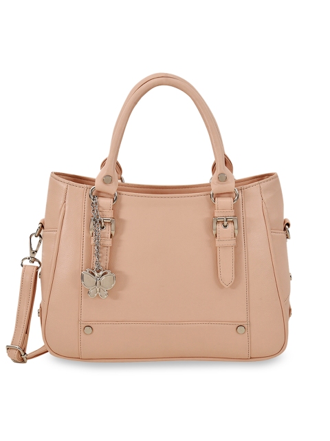

Butterflies Peach-Coloured Solid Handheld Bag