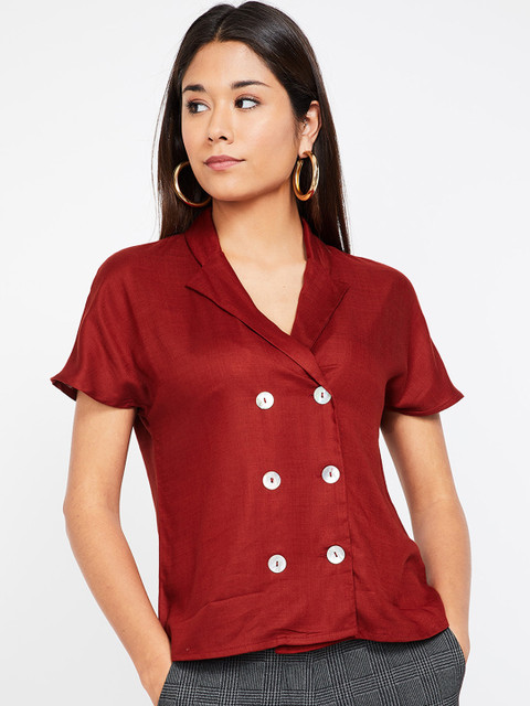 

CODE by Lifestyle Women Rust Red Solid Shirt Style Top