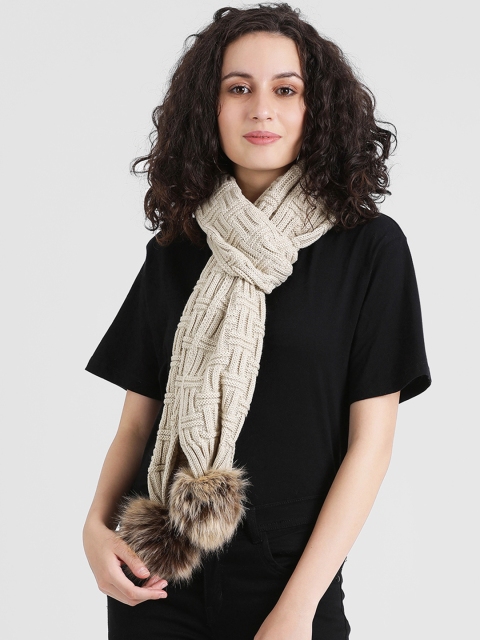 

Zink London Women Cream-Coloured Self Design Scarf