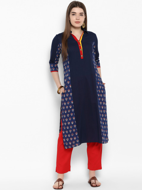

ETHNIC STREET Women Blue Printed Straight Kurta