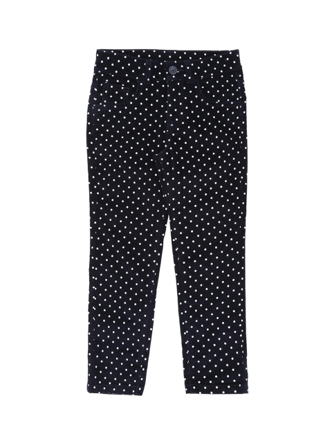 Pantaloons Junior Girls Navy Blue Regular Fit Printed Regular Trousers
