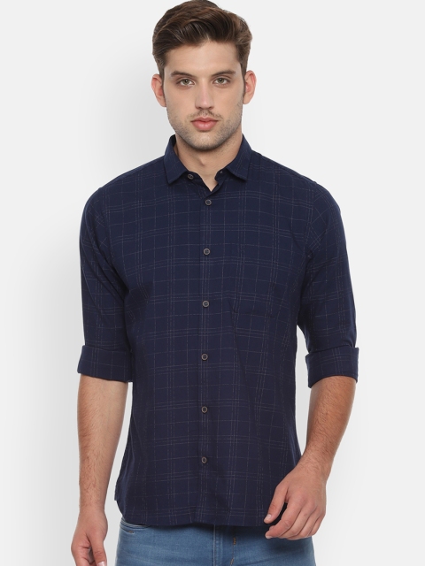 

Allen Solly Men Navy Blue Slim Fit Checked Casual Shirt