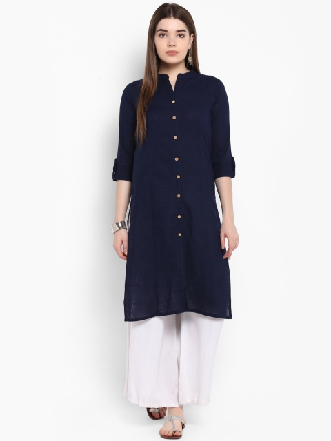 

ETHNIC STREET Women Blue Solid Straight Kurta