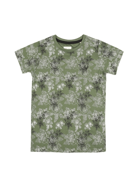 

Allen Solly Junior Boys Green Printed Round Neck Pure Cotton T-shirt