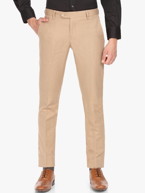 

SUITLTD Men Beige Slim Fit Solid Formal Trousers