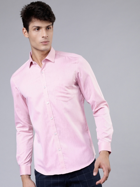 Men Pink Slim Fit Solid Casual Shirt