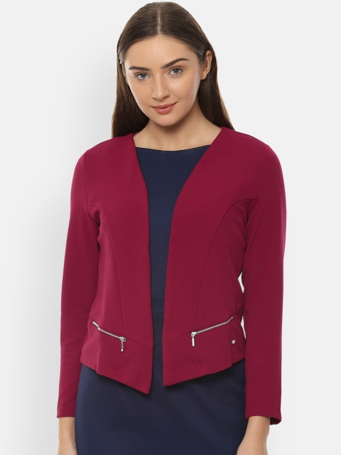 

Allen Solly Woman Maroon Solid Regular-Fit Single-Breasted Blazer