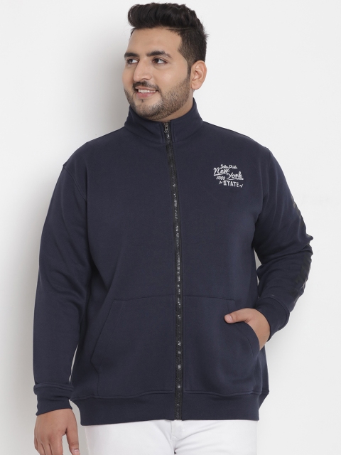 

John Pride Plus Size Men Blue Solid Sweatshirt