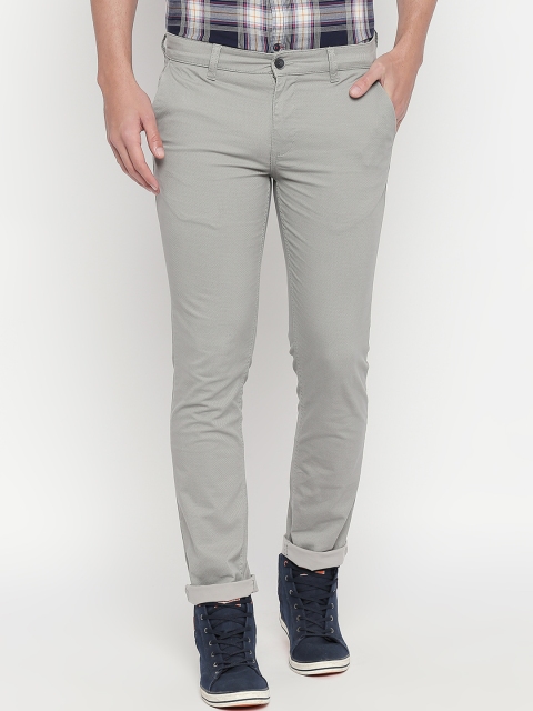 Urban Ranger by pantaloons Men Grey Slim Fit Self Design Regular Trousers