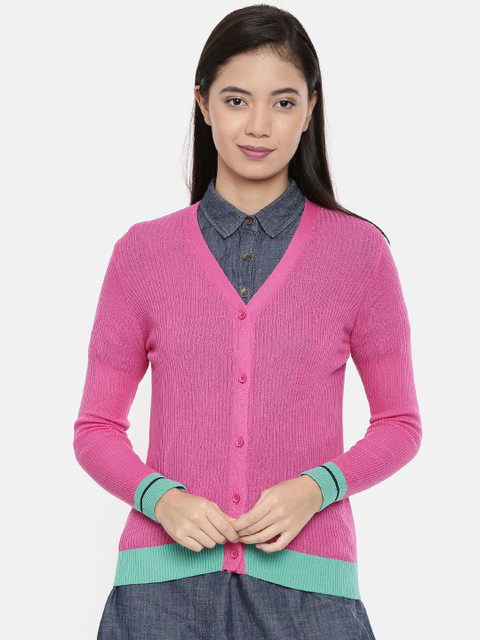 

Chumbak Women Pink Solid Cardigan