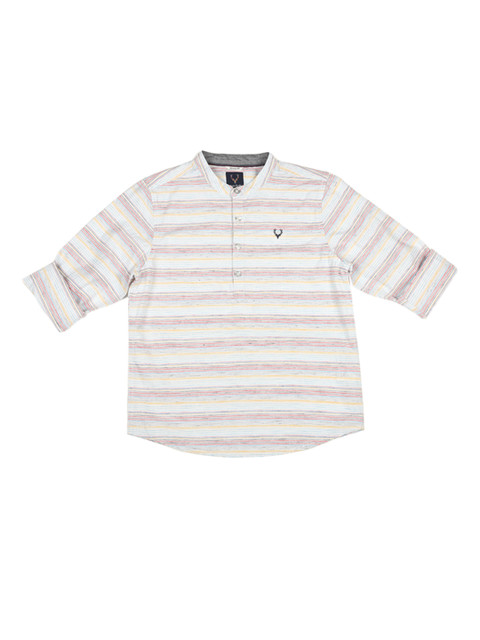 

Allen Solly Junior Boys White & Pink Regular Fit Striped Casual Shirt