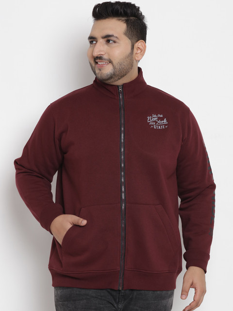 

John Pride Plus Size Men Maroon Solid Sweatshirt