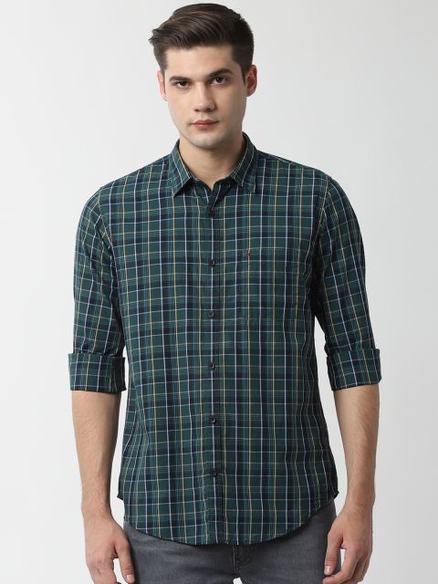 

Peter England Casuals Men Green Slim Fit Checked Casual Shirt