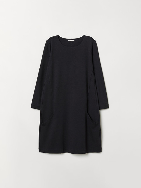 

H&M WomenBlack Solid Jersey Dress, Black