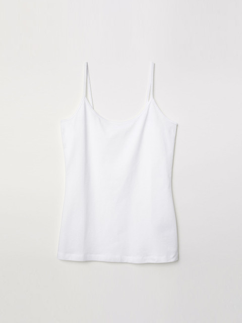 

H&M Women White Solid Basic Strappy Top