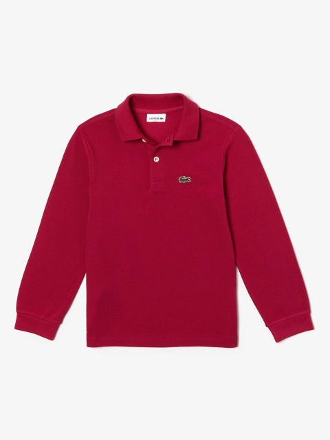 

Lacoste Boys Maroon Solid Polo Collar T-shirt