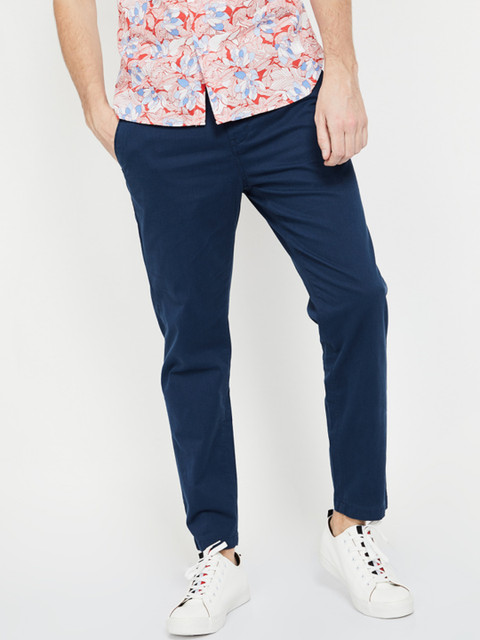 

CODE by Lifestyle Men Blue Slim Fit Solid Regular Trousers