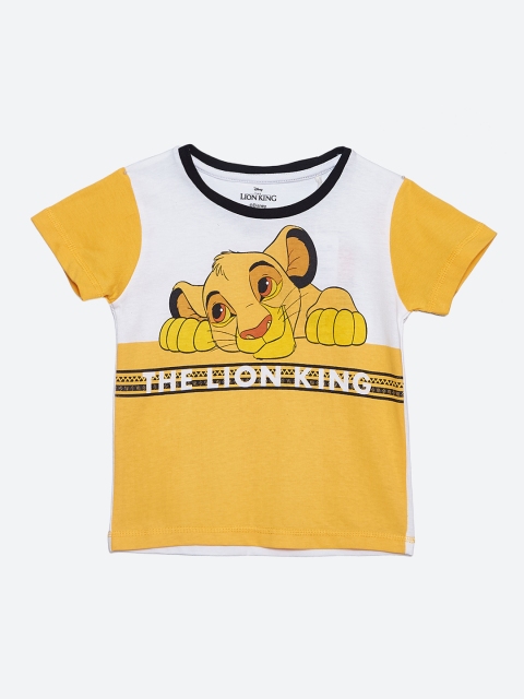 

Kids Ville Lion King featured Yellow Tshirt for Boys, White