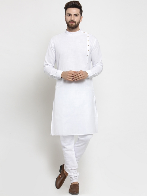 

TREEMODA Men White Solid Straight Kurta