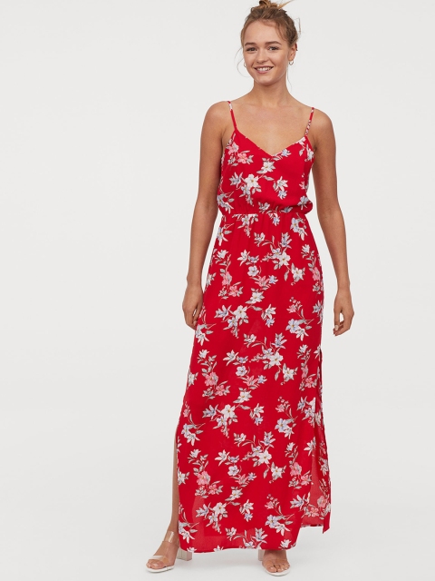 

H&M Women Red Crepe Maxi Dress