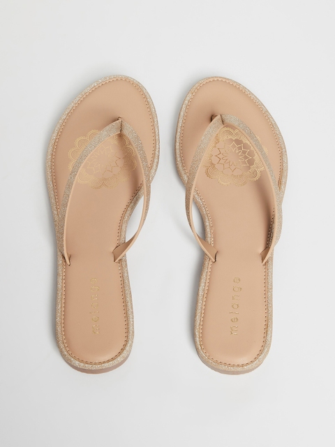 

Melange by Lifestyle Women Gold-Toned Shimmer Open Toe Flats