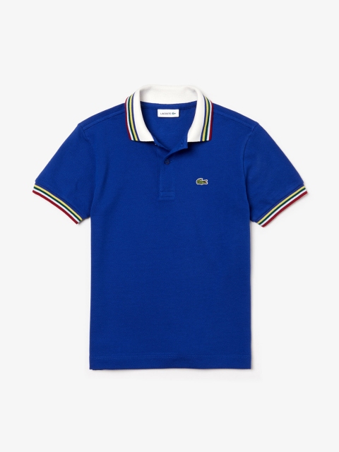 

Lacoste Boys Blue Solid Polo Collar T-shirt