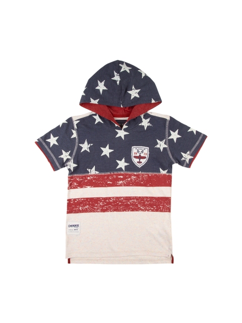 

Cherokee Boys Off-White Printed Hood T-shirt