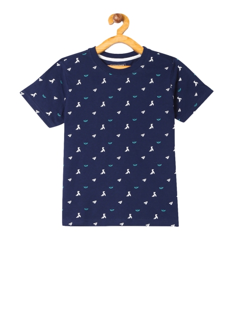 

Cherokee Boys Navy Blue & White Printed Round Neck T-shirt