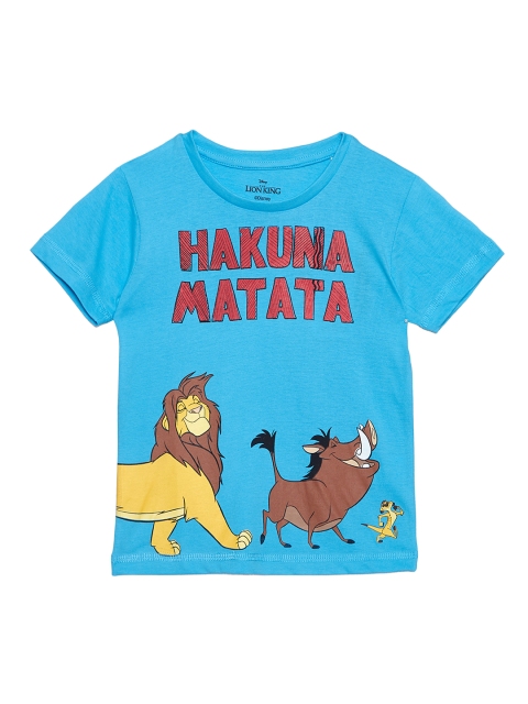

Kids Ville Boys Sea Green Lion King Printed Round Neck Half Sleeve T-shirt, Blue