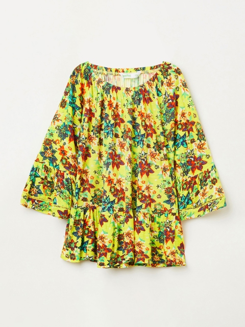 

Bossini Girls Yellow & Rust Orange Printed A-Line Top
