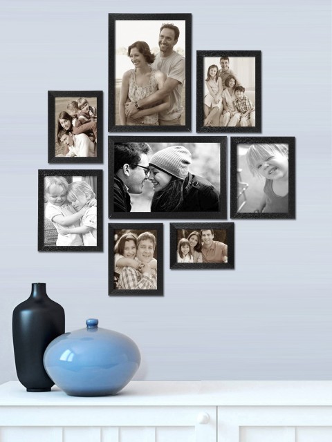 

SWADESHI STUFF Set Of 8 Black MDF Wall Photo Frames