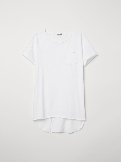 

H&M Men White Solid Long T-shirt