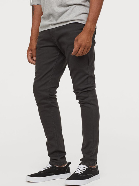 

H&M Men Grey Solid Twill trousers Skinny Fit