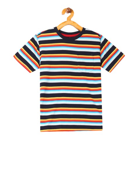 

Cherokee Boys Multicoloured Striped Round Neck Pure Cotton T-shirt, Multi