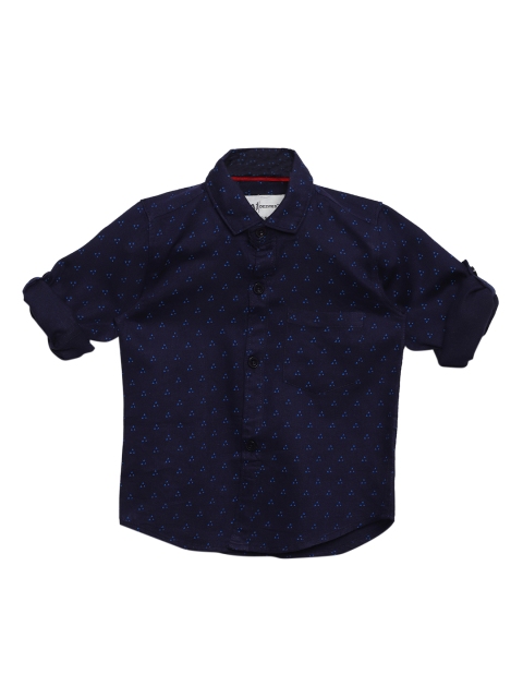 

Aj DEZInES Boys Navy Blue Regular Fit Printed Casual Shirt