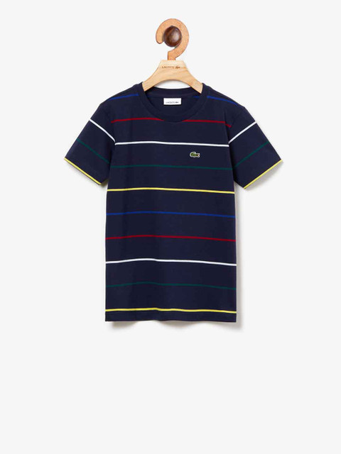 

Lacoste Boys Navy Blue Striped Round Neck T-shirt