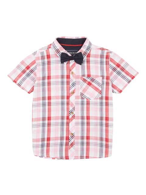 

Cherokee Boys Pink & White Regular Fit Checked Casual Shirt