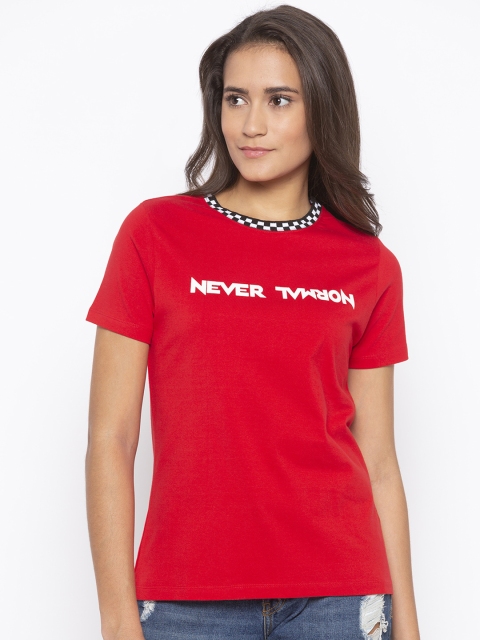 

Disrupt Women Red Printed Round Neck T-shirt