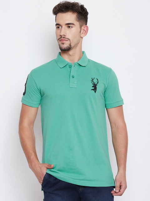 

PORTBLAIR Men Sea Green Solid Polo Collar T-shirt