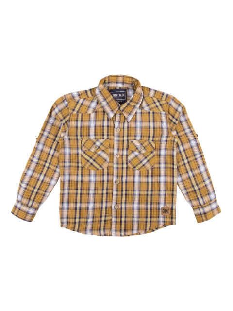 

Cherokee Boys Yellow & Black Regular Fit Checked Casual Shirt