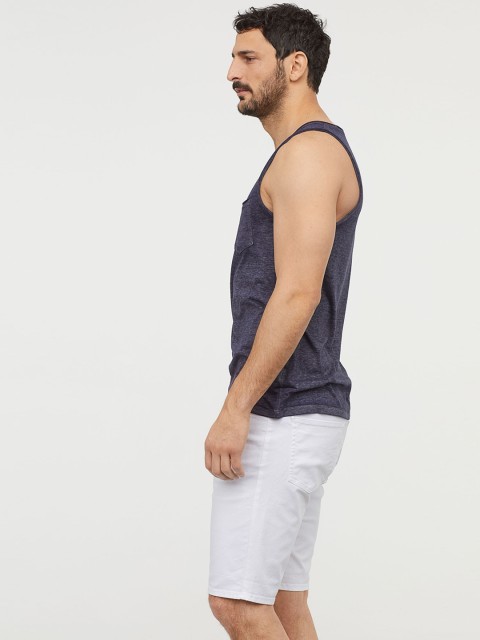 

H&M Men Blue Solid Vest Tshirt