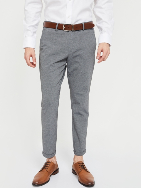 

CODE by Lifestyle Men Grey Skinny Fit Solid Formal Trousers