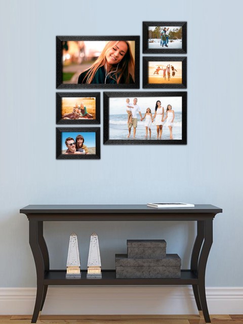 

SWADESHI STUFF Set Of 6 Black MDF Wall Photo Frames