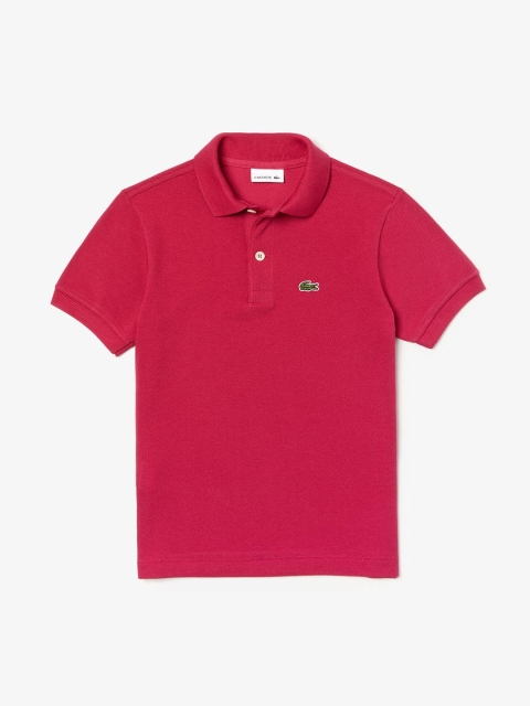 

Lacoste Boys Red Solid Polo Collar T-shirt