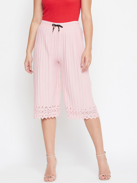 

Camey Women Peach-Coloured Striped Regular Fit Capris