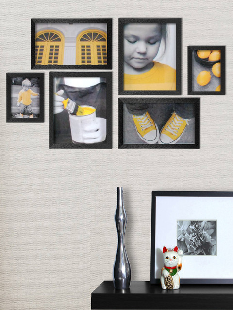 

SWADESHI STUFF Set Of 6 Black MDF Wall Photo Frames