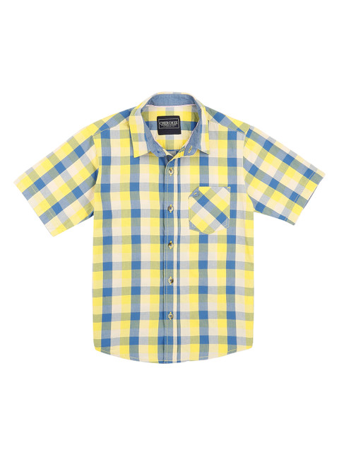 

Cherokee Boys Yellow & Blue Regular Fit Checked Casual Shirt